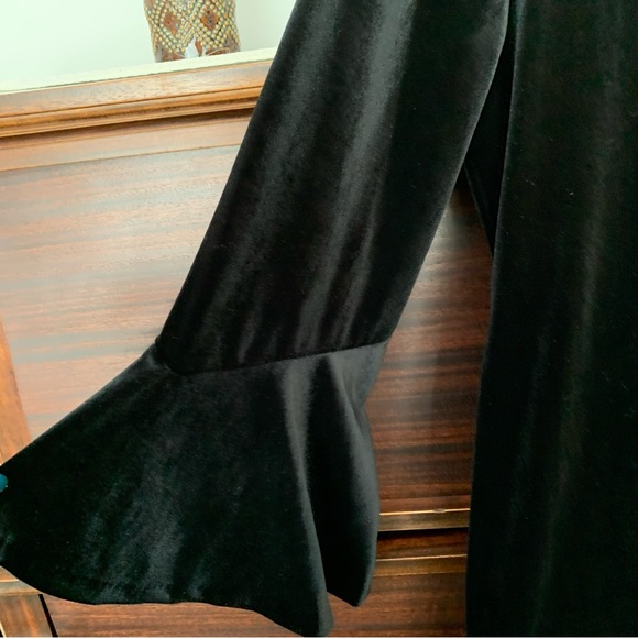 IMNYC Black Velvet Bell Sleeve Sheath Dress, Size Medium - Picture 4 of 8